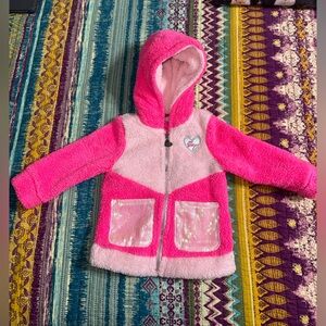 Betsey Johnson Pink Sparkly Soft Kids Full Zip Jacket 2T Girl’s